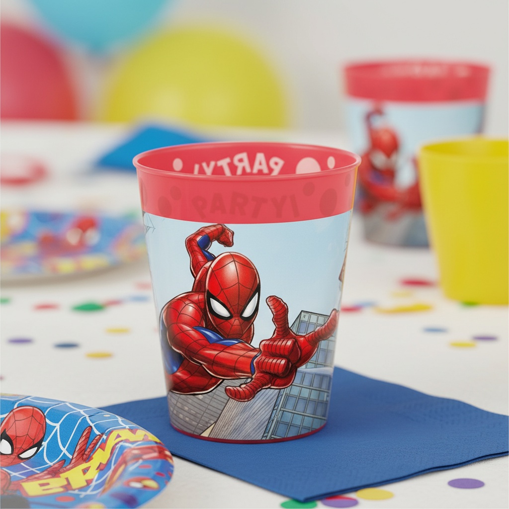 Spider-Man Genanvendelige Krus - 4 stk (250 ml) | Spider-Man Krus - Temashop