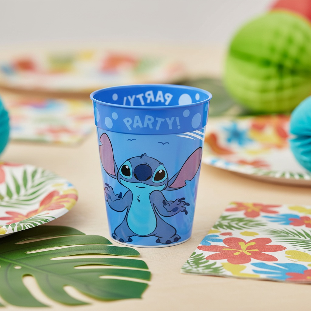 Lilo & Stitch Genanvendelige Plastkrus - 4 stk (250 ml) | Lilo & Stitch Krus - Temashop