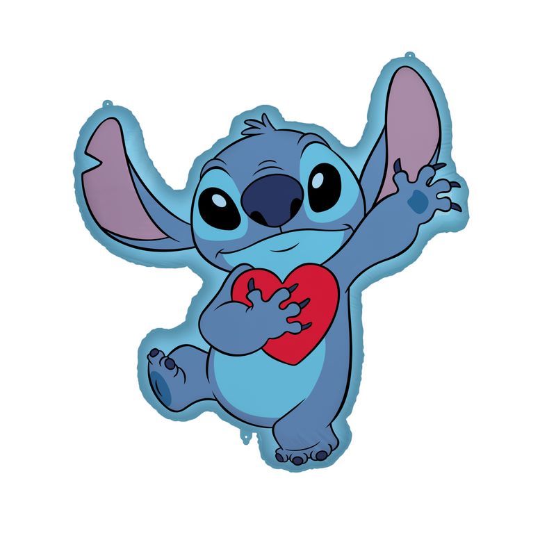 Lilo & Stitch Hjerte Supersize Folieballon - 1 stk (75 x 86 cm) | Lilo & Stitch Folieballoner - Temashop