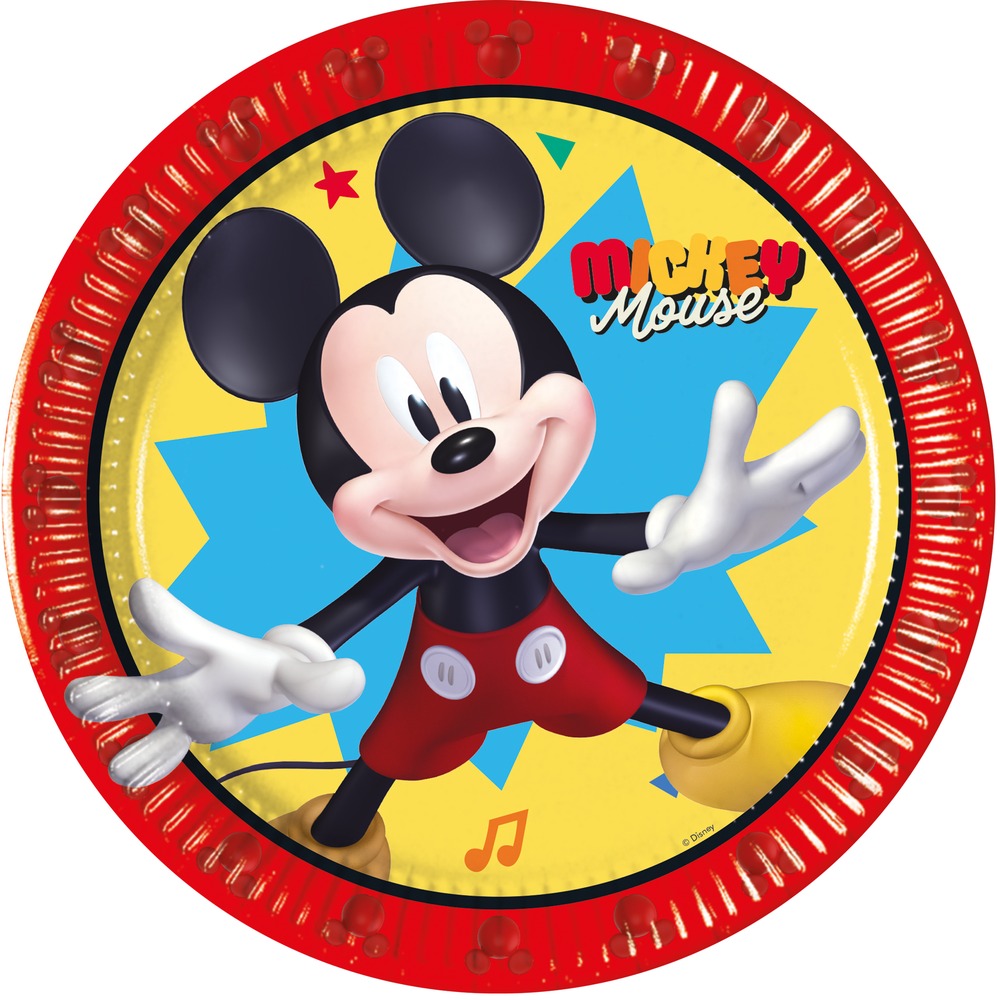 Mickey Mouse Paptallerkener - 8 stk (20 cm) | Mickey Mouse Tallerkner - Temashop