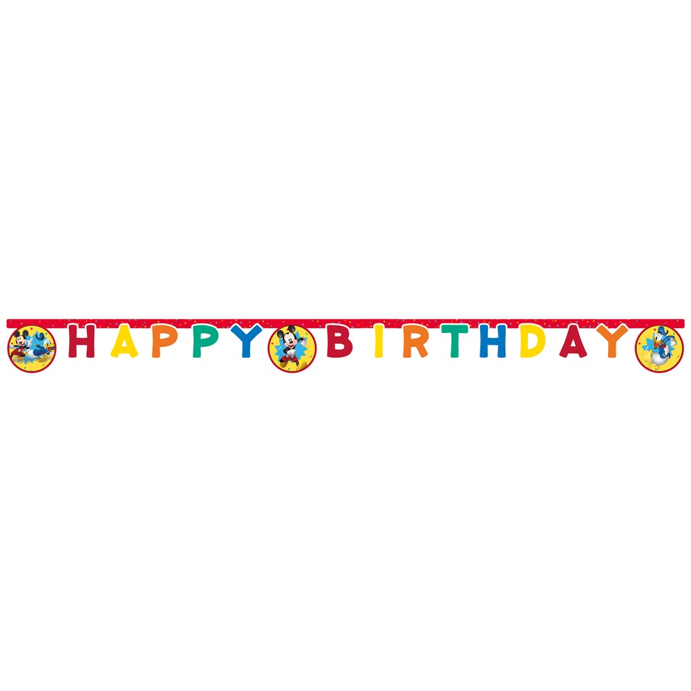Mickey Mouse Happy Birthday Papirbanner - 1 stk | Mickey Mouse Bannere - Temashop