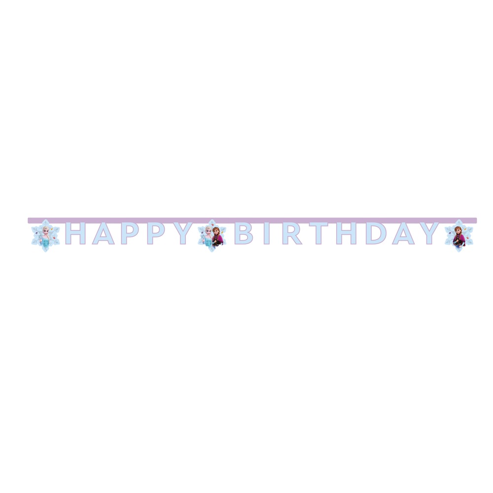 Frozen Happy Birthday Papirbanner Lyserød - 1 stk | Frost Bannere - Temashop