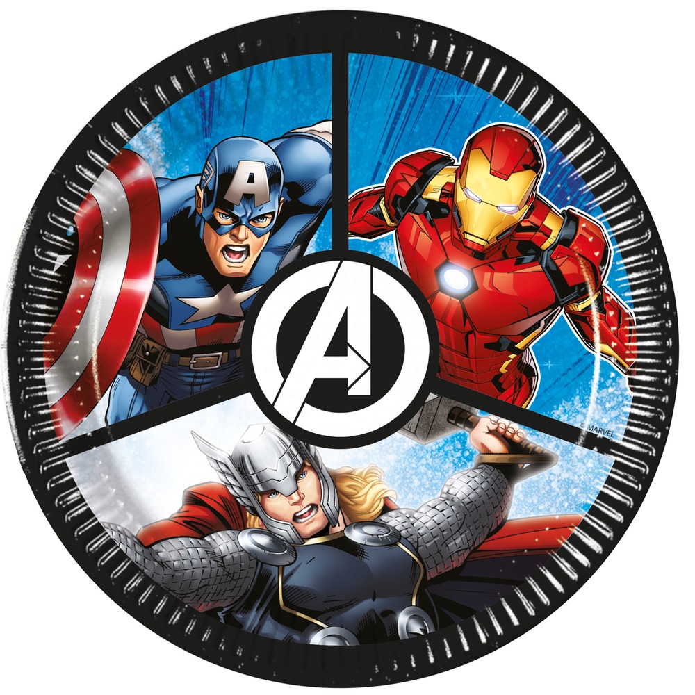 Avengers Paptallerkener - 8 stk (20 cm) | Avengers Tallerkner - Temashop