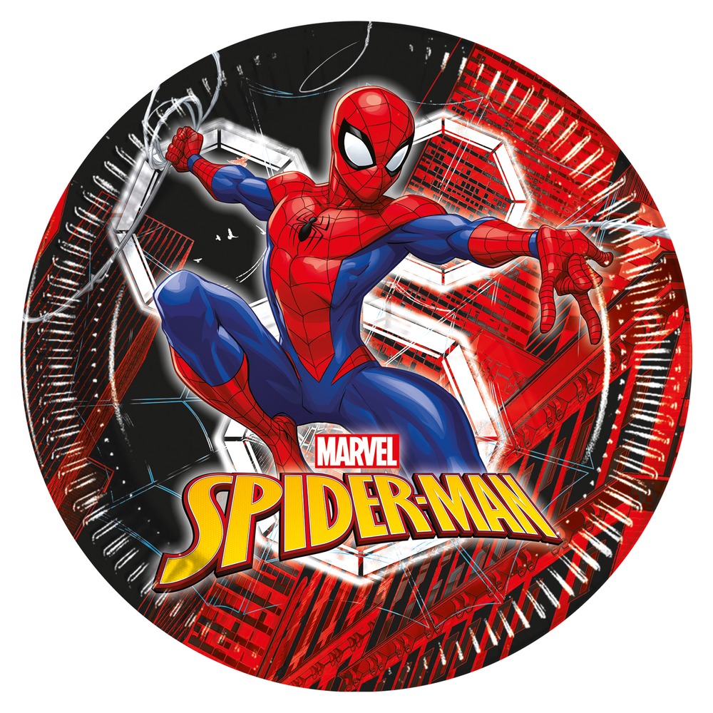 Spider-Man Paptallerkener - 8 stk (23 cm) | Spider-Man Tallerkner - Temashop