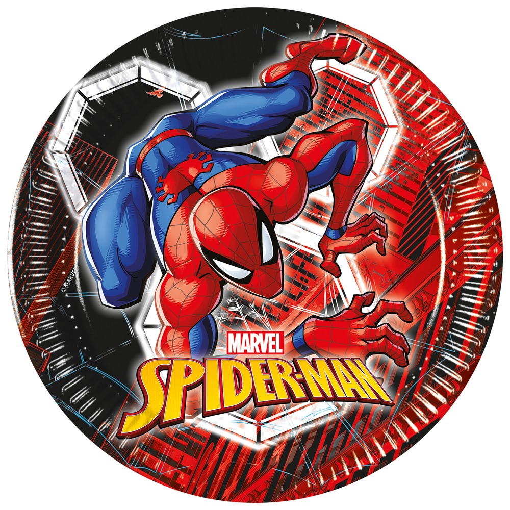 Spider-Man Paptallerkener - 8 stk (20 cm) | Spider-Man Tallerkner - Temashop