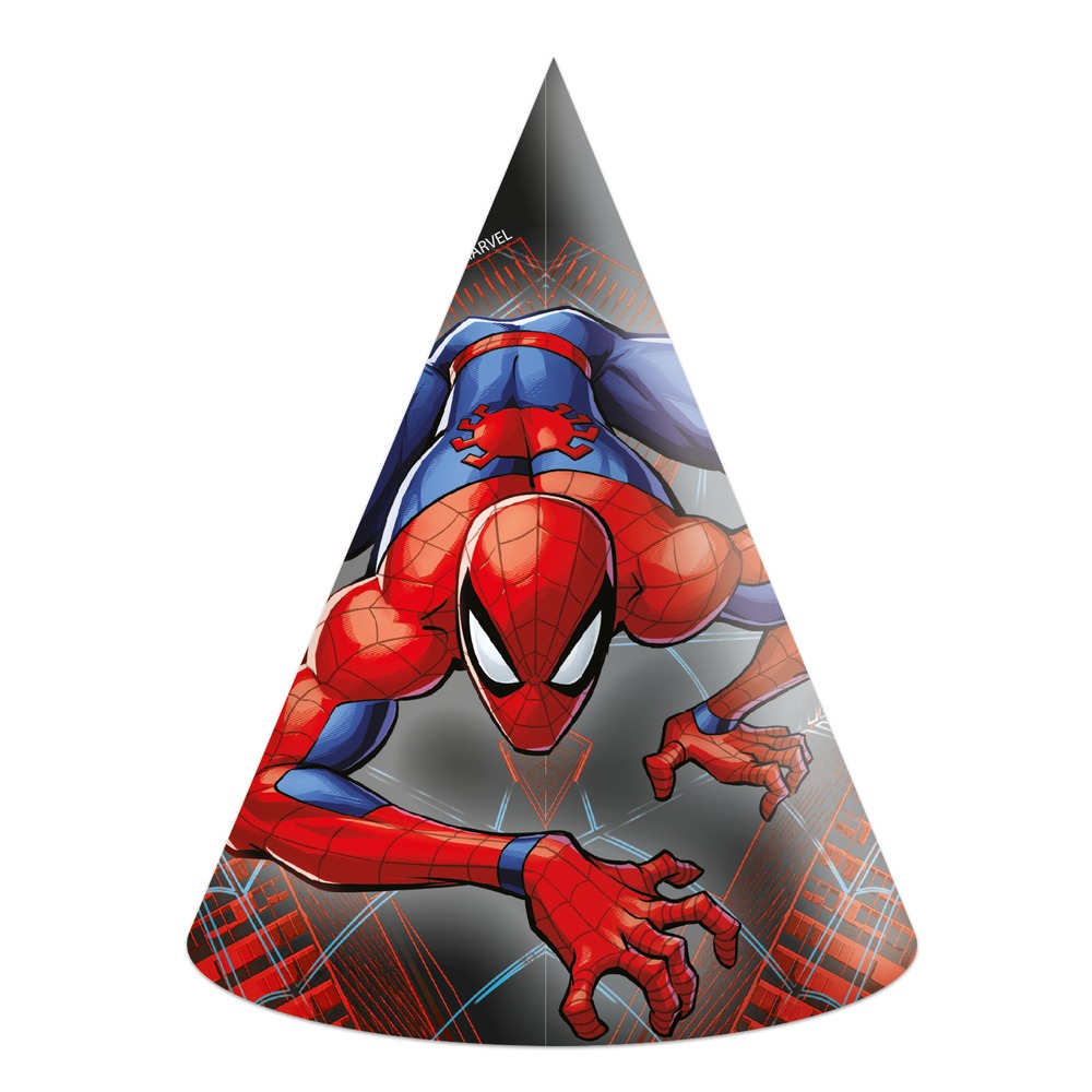 Spider-Man Partyhatte - 6 stk | Spider-Man Partyhatte - Temashop