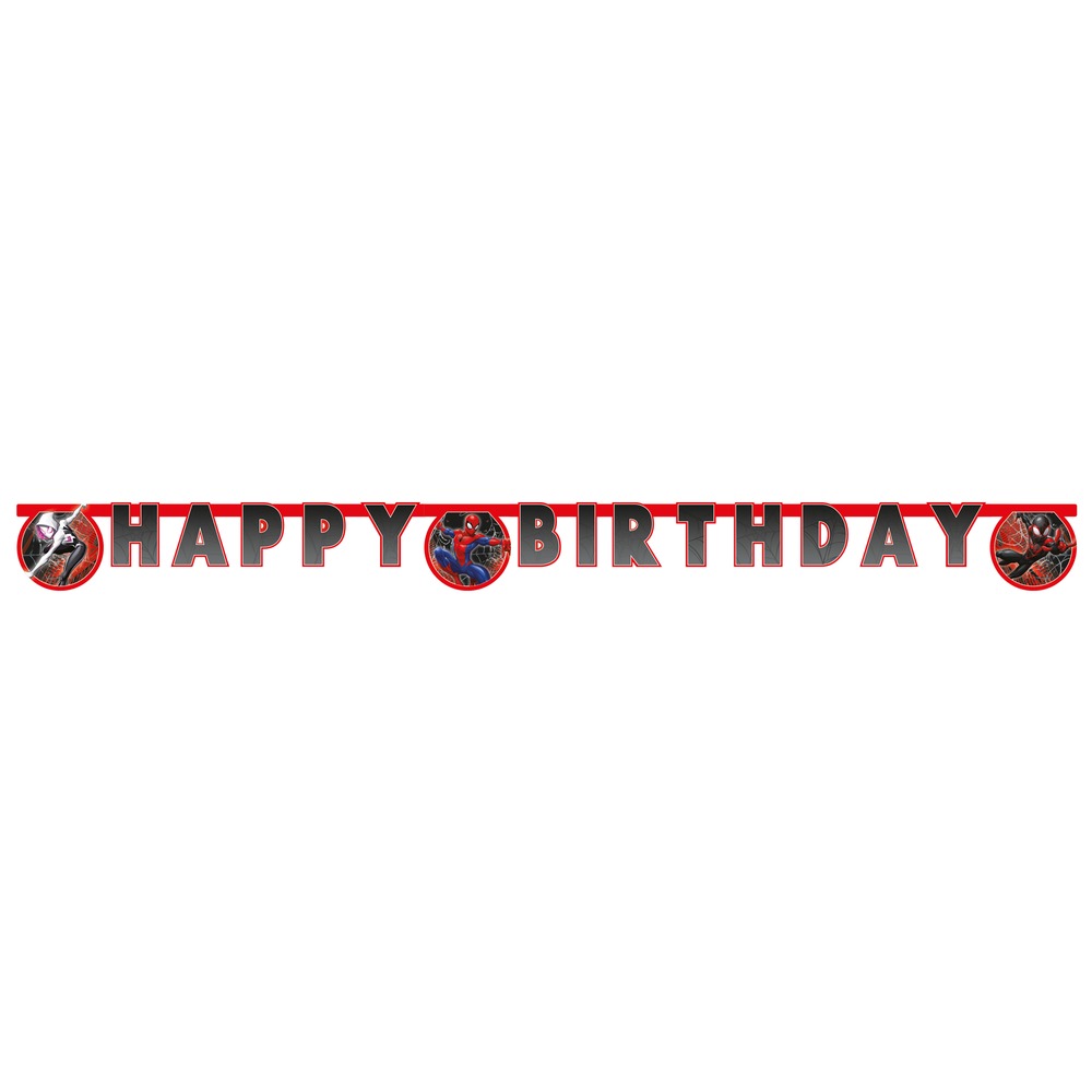 Spider-Man Happy Birthday Papirbanner - 1 stk | Spider-Man Bannere - Temashop