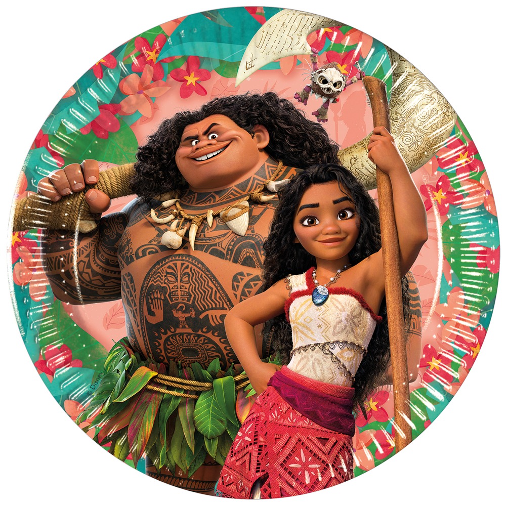 Moana Paptallerkener - 8 stk (20 cm) | Vaiana Tallerkner - Temashop