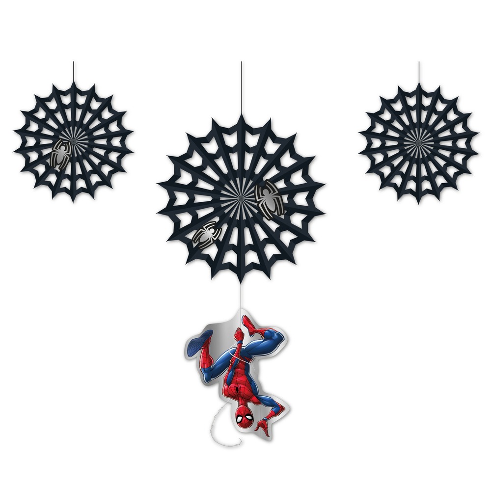 Spider-Man Hængedekoration Sort - 4 stk | Spider-Man Hængedekoration - Temashop