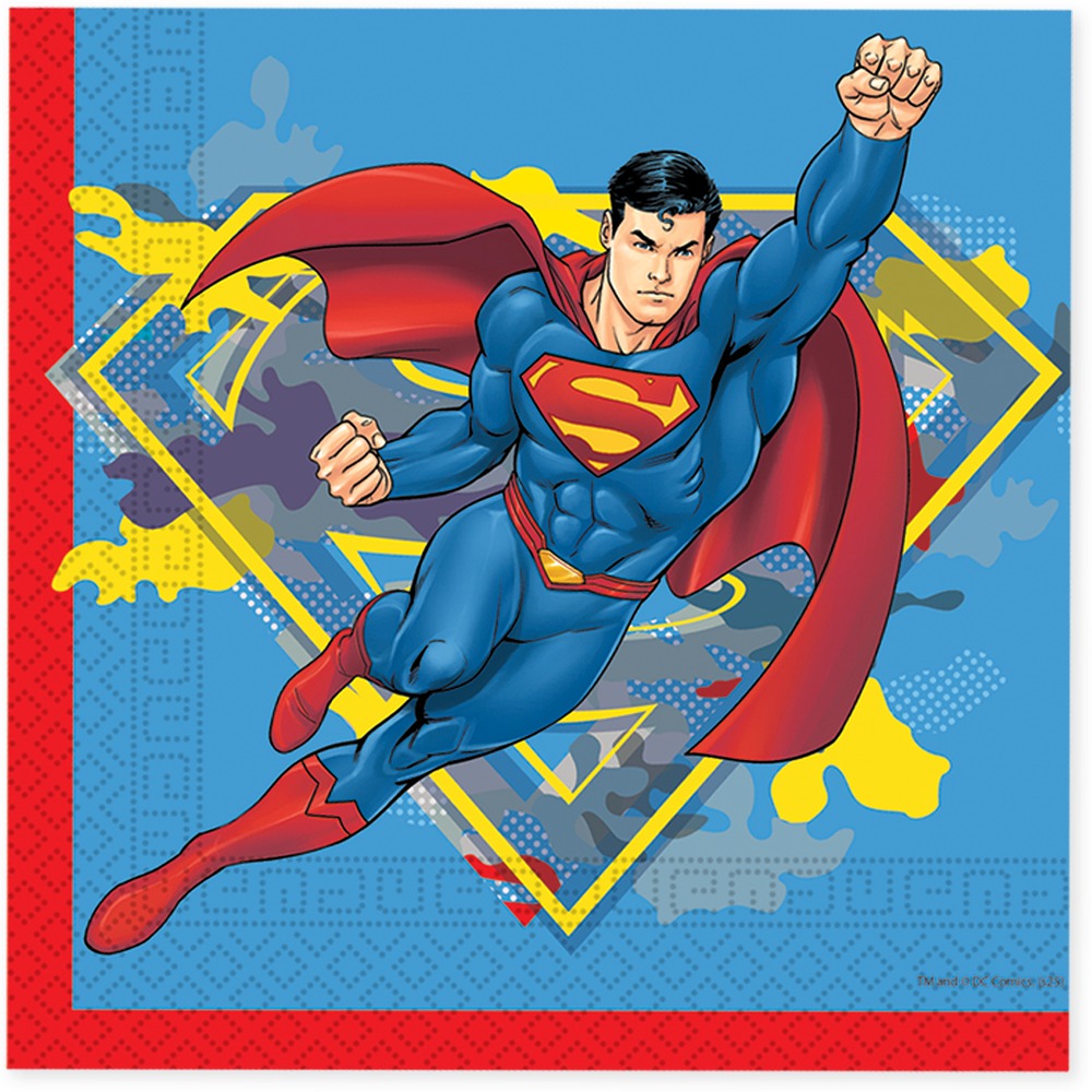 Superman Servietter - 20 stk (33 x 33 cm) | Superman Servietter - Temashop