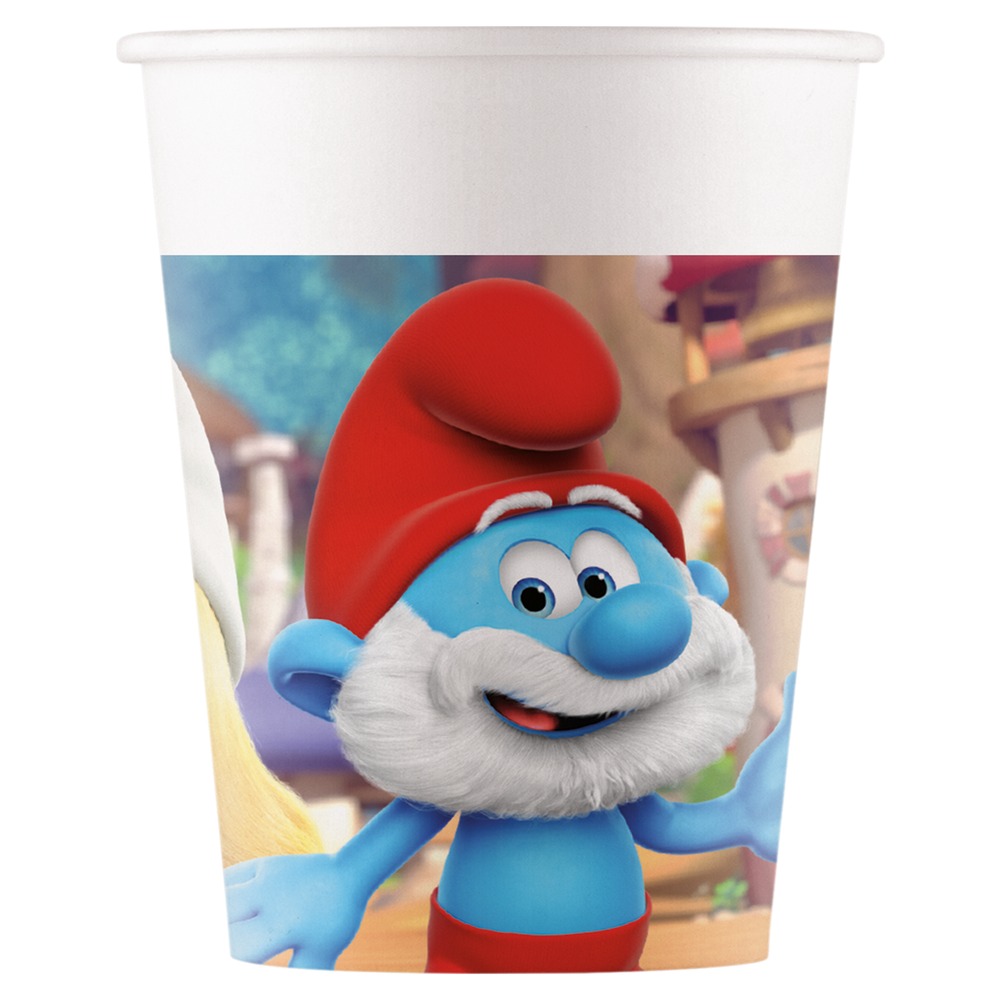 Smurfs Papkrus - 8 stk (200 ml) | Smølf Krus - Temashop