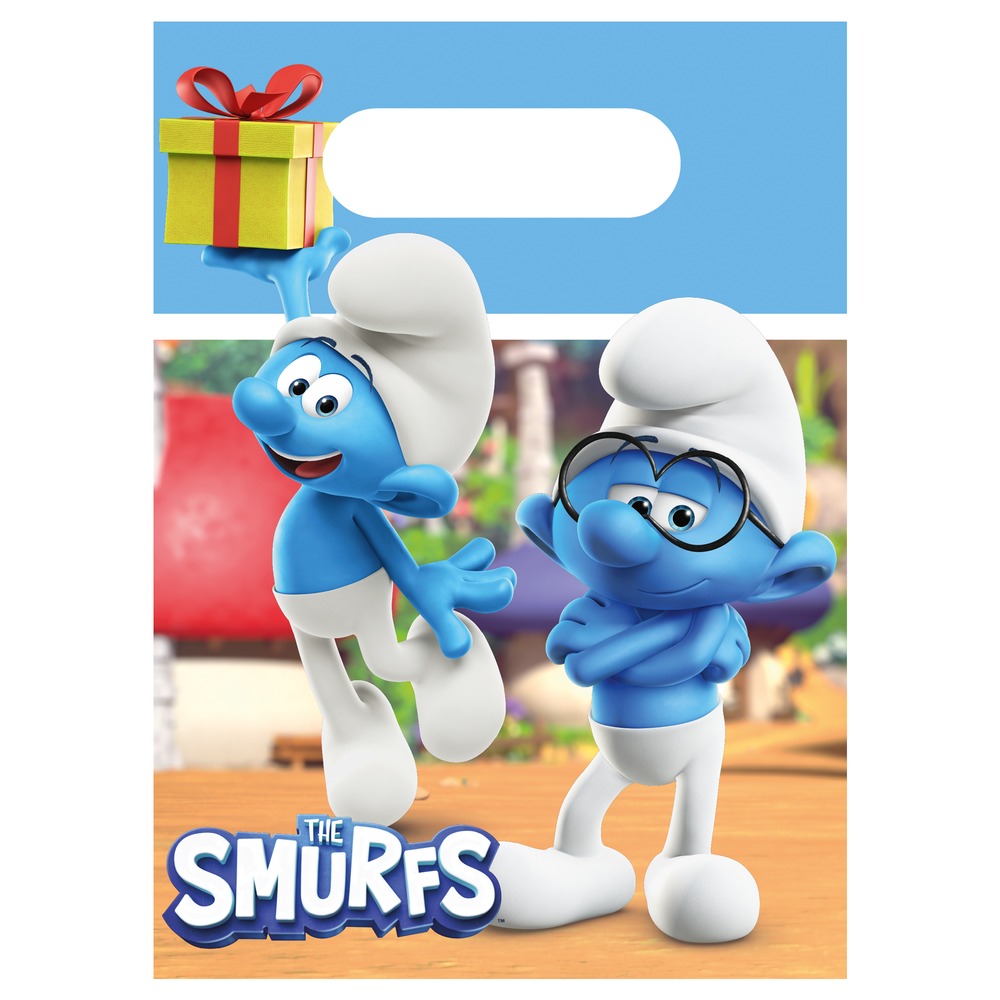 Smurfs Papirposer - 4 stk | Smølf Poser / Goodiebags - Temashop