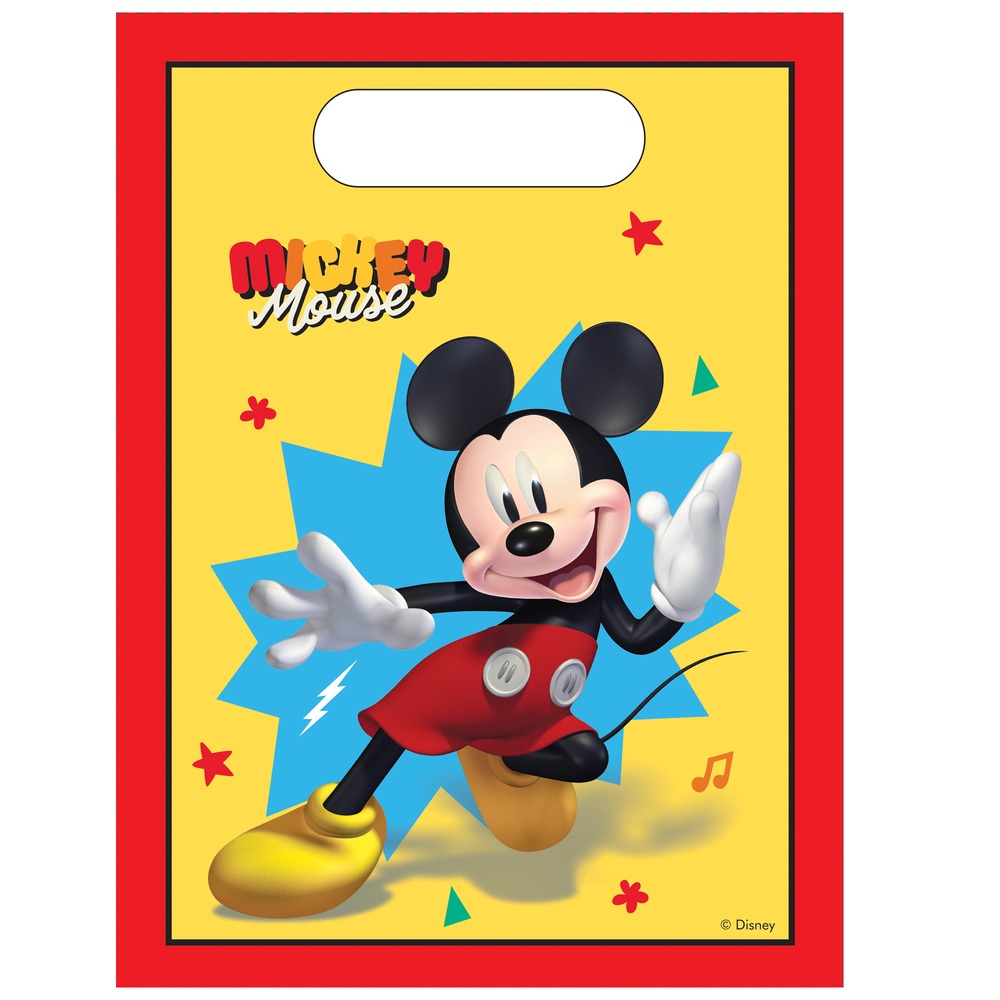 Mickey Mouse Goodiebags Gul - 6 stk | Mickey Mouse Poser / Goodiebags - Temashop