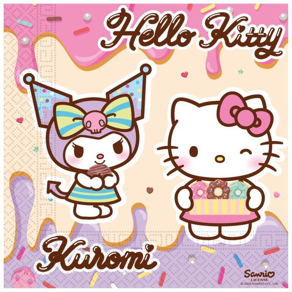 Hello Kitty Kuromi Servietter - 20 stk (33 x 33 cm) | Hello Kitty Servietter - Temashop
