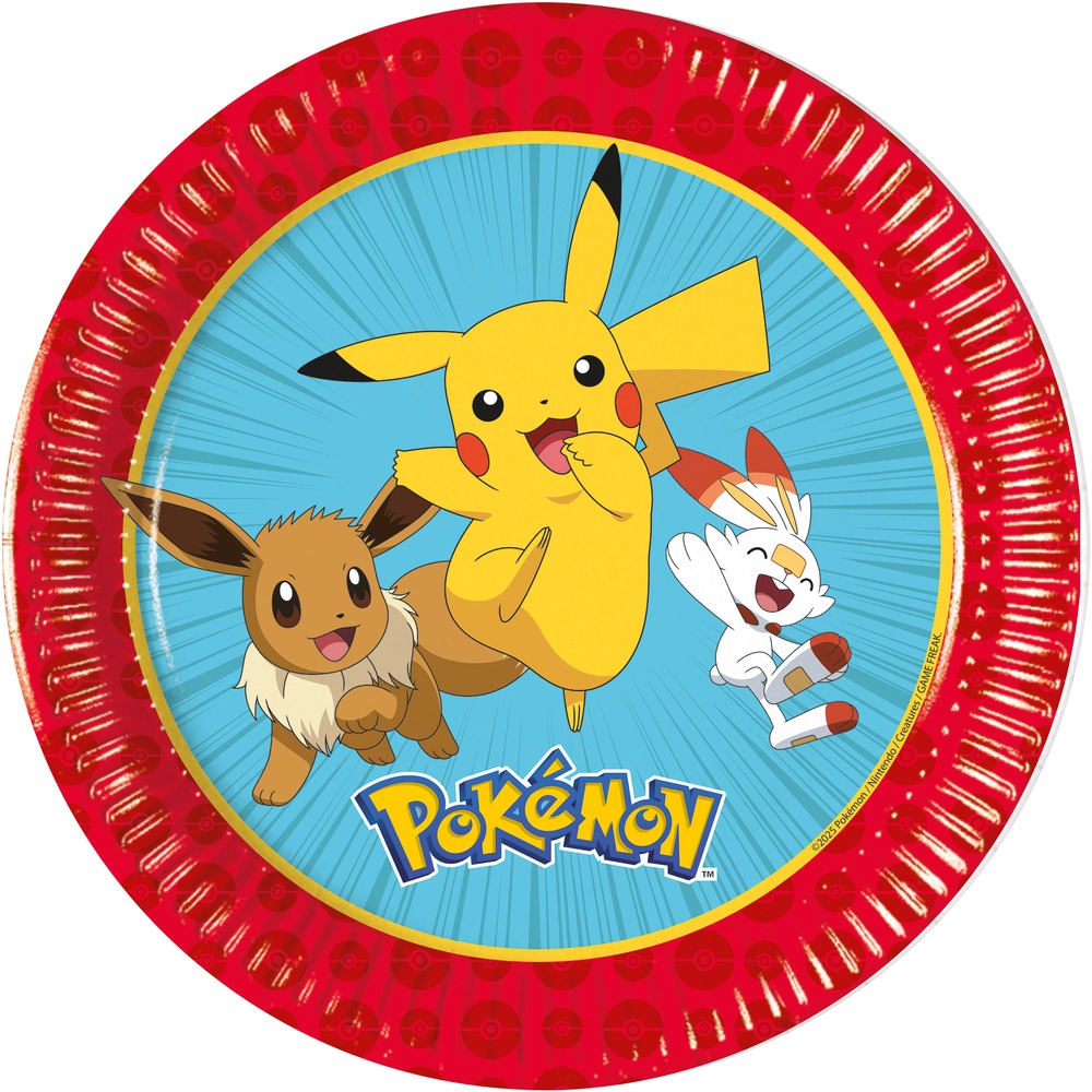 Pokémon Next Generation Paptallerkener - 8 stk (20 cm) | Pokemon Tallerkner - Temashop