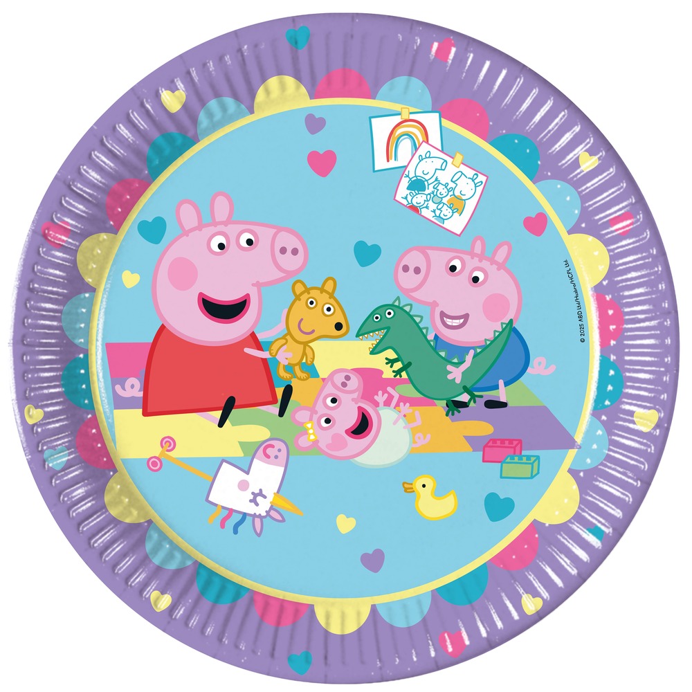 Gurli Gris Paptallerkener Lilla - 8 stk (23 cm) | Gurli Gris Tallerkner - Temashop