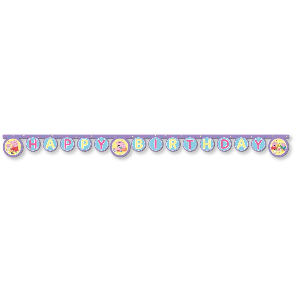 Peppa Pig Happy Birthday Papirbanner - 1 stk | Gurli Gris Bannere - Temashop