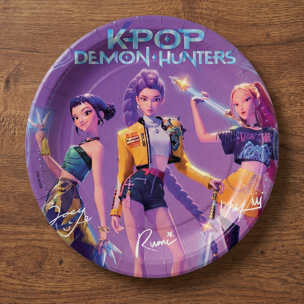 K-POP Demon Hunters Paptallerkener Lilla - 8 stk | KPop Demon Hunters Tallerkner - Temashop