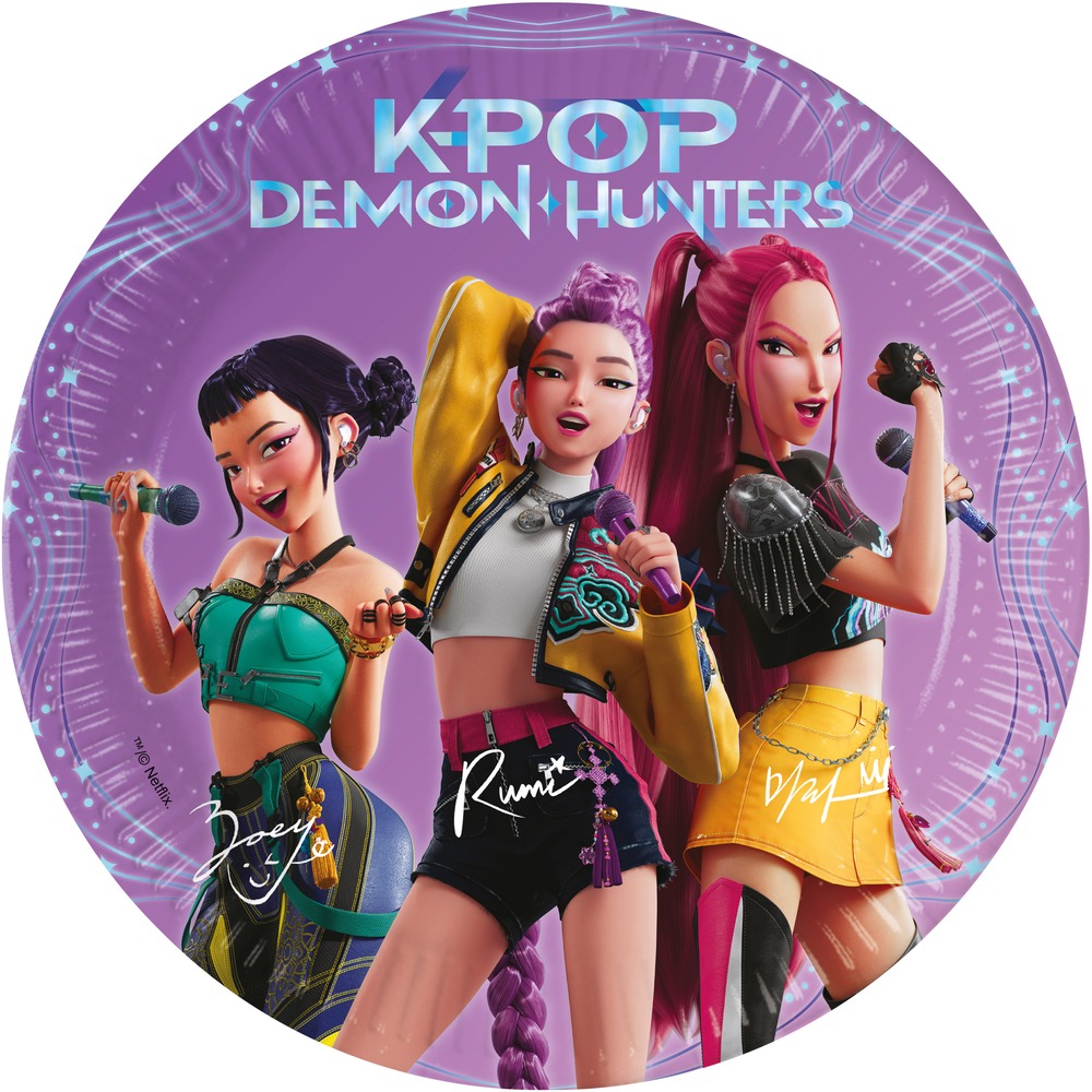 K-Pop Demon Hunters Paptallerkener - 8 stk (20 cm) | KPop Demon Hunters Tallerkner - Temashop
