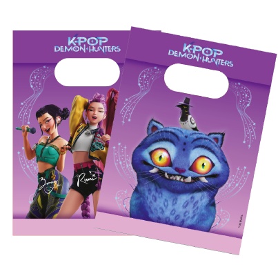 K-POP Demon Hunters Papir Gaveposer Lilla - 4 stk | KPop Demon Hunters Poser / Goodiebags - Temashop