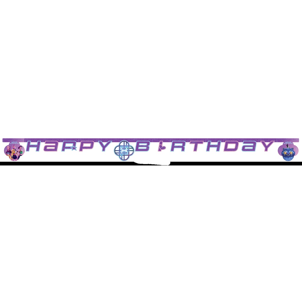 K-POP Demon Hunters Happy Birthday Papirbanner Lilla - 1 stk | KPop Demon Hunters Bannere - Temashop