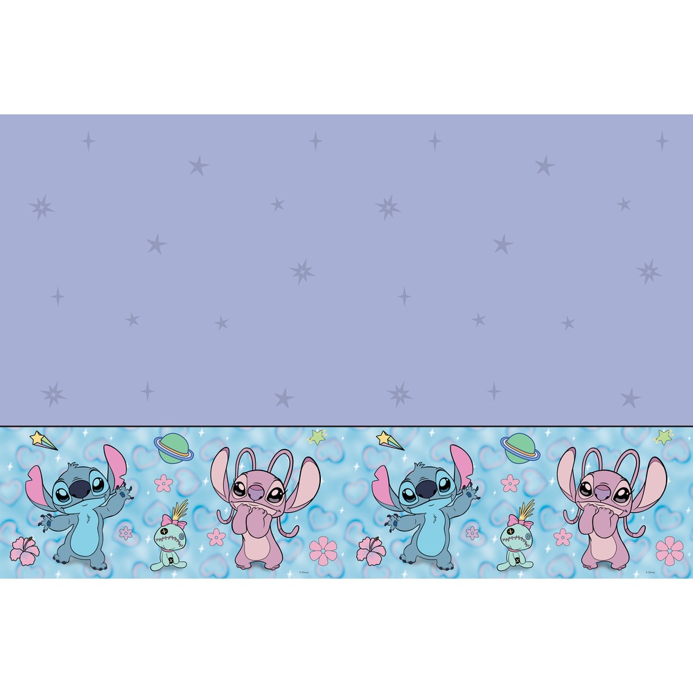Stitch Angel Plastikdug Lilla - 1 stk (120 x 180 cm) | Lilo & Stitch Duge - Temashop