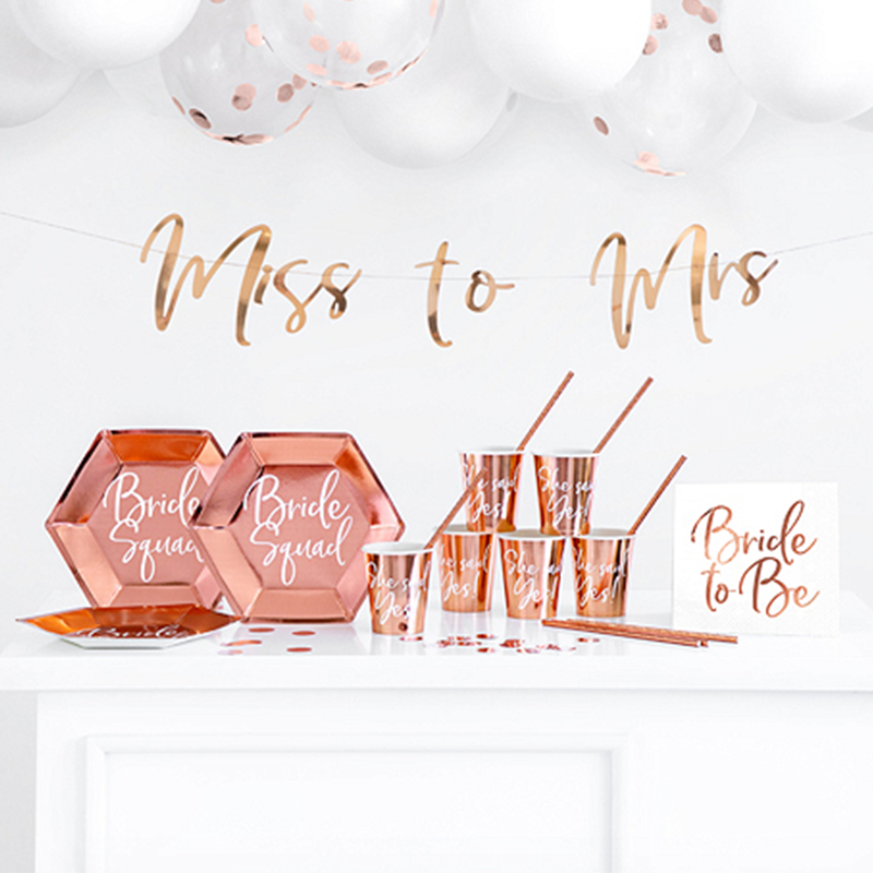 Polterabend Festpakke Rosaguld - 60 dele | Bachelorette Dekorationspakker - Temashop