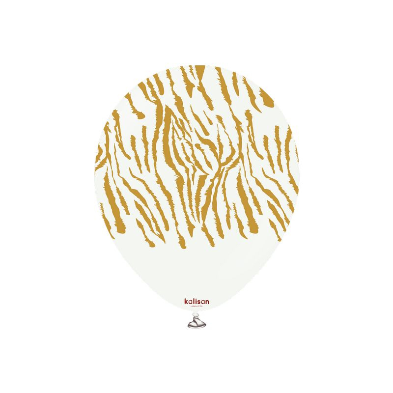 Premium Latexballoner Safari Tiger Hvid/Guld - 25 stk | Safari Latexballoner - Temashop