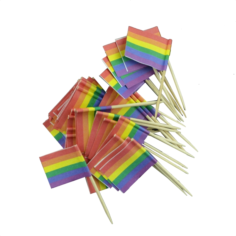 Pride Madpinde - 50 stk (3,5 x 6,5 cm) | Regnbue Kagepinde - Temashop
