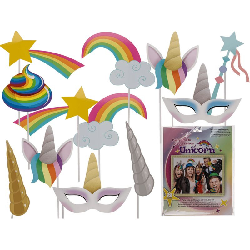 Pride Unicorn Selfie Props - 12 stk | Pride Photobooth - Temashop