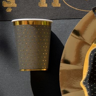 Prikkede Papkrus Sort/Guld - 10 stk (270 ml) - Temashop