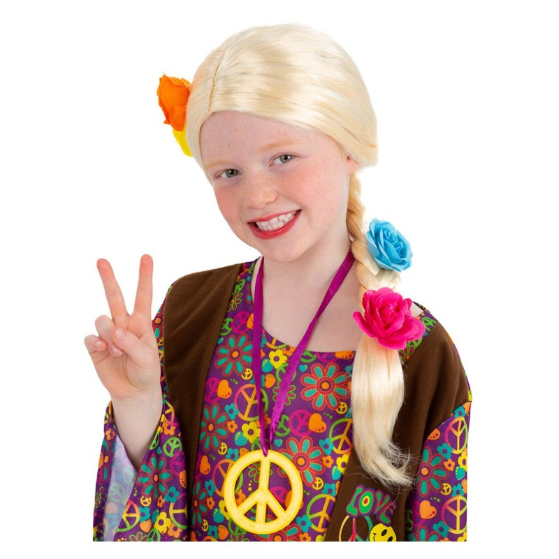 Prinsesse Hippie Børneparyk | 60'erne Hippie Paryk - Hovedtilbehør - Temashop