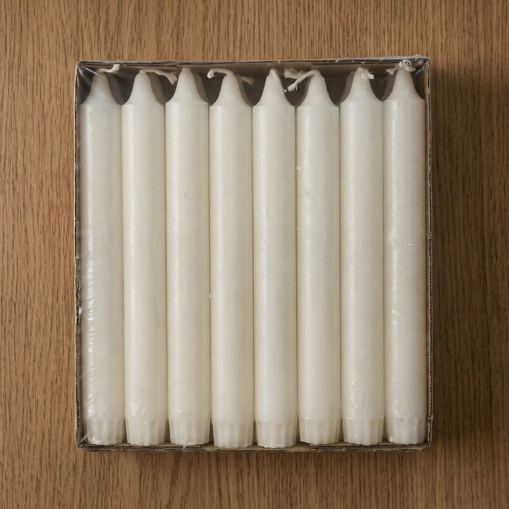 Stearin Kronelys Hvid - 24 stk (20 x 2,2 cm) - Temashop