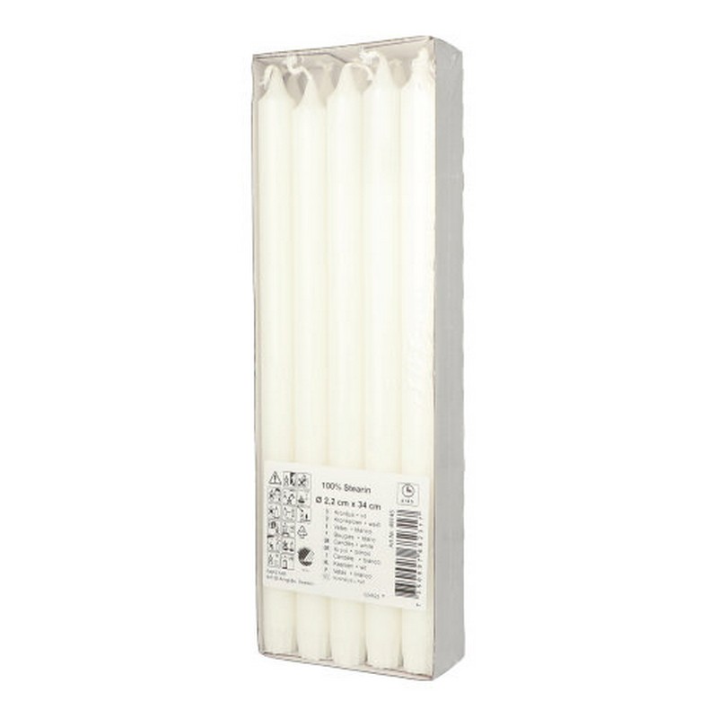 Kronelys Hvid - 10 stk (Ø 2,3 x 34 cm) - Temashop
