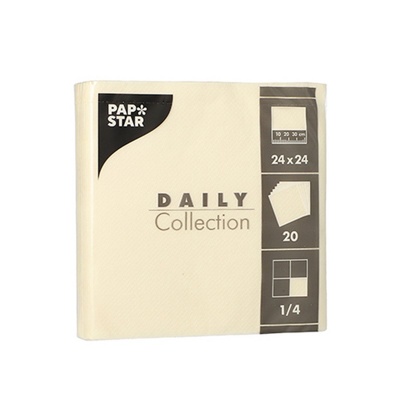 Kaffeservietter Creme - 20 stk (24 x 24 cm) - Temashop