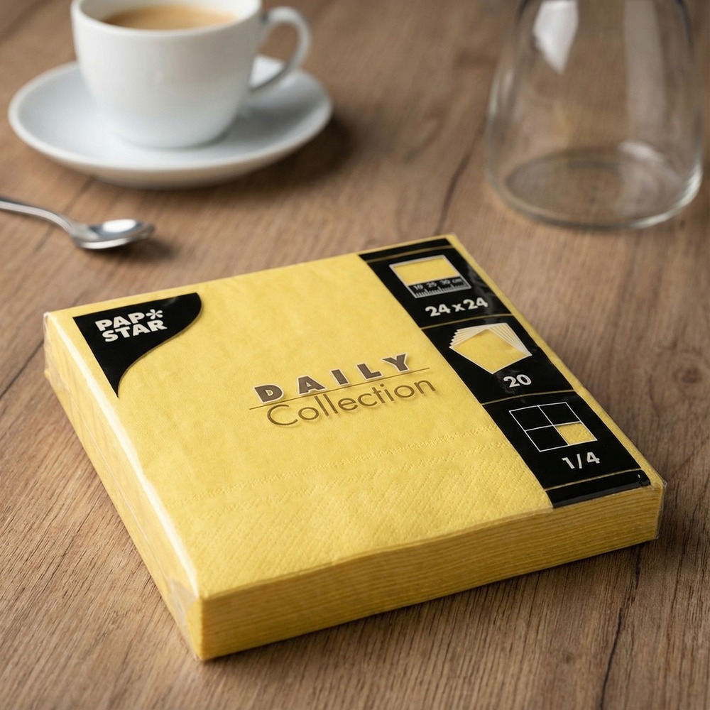 Kaffeservietter Gul - 20 stk (24 x 24 cm) | Gul tema Servietter - Temashop