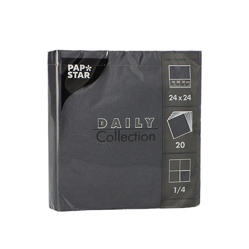 Kaffeservietter Sort - 20 stk (24 x 24 cm) - Temashop