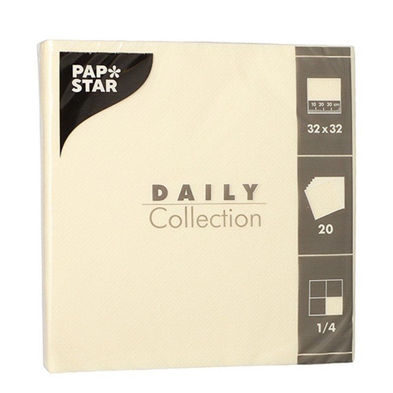 Servietter Creme - 20 stk (32 x 32 cm) - Temashop