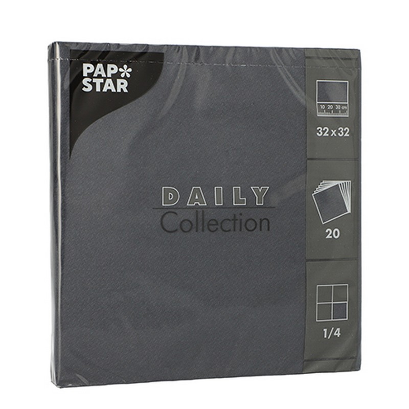 Servietter Sort - 20 stk (32 x 32 cm) | Sort tema Servietter - Temashop