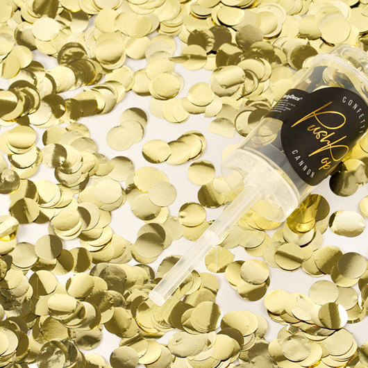 Push Pop Konfettikanon Guld - 1 stk (8 mm) | Guld tema Konfetti - Temashop