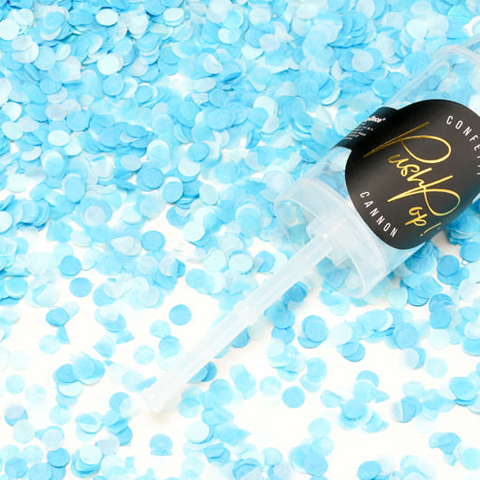 Push Pop Konfettikanon Lyseblå - 1 stk (8 mm) | Blåt tema Konfetti - Temashop