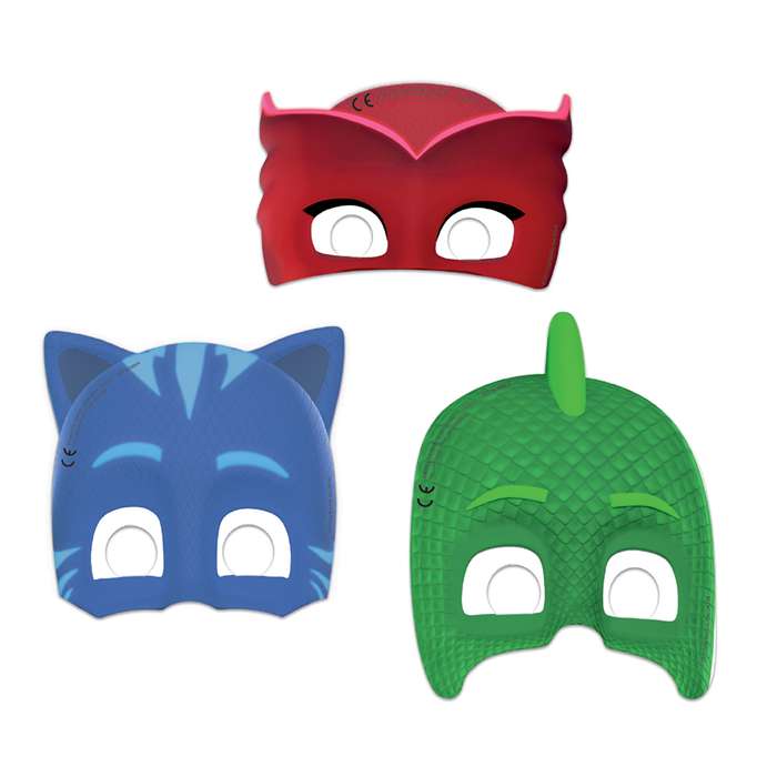 Pyjamasheltene Papmasker - 6 stk (17 x 17 cm) | Pyjamasheltene Partymasker - Temashop