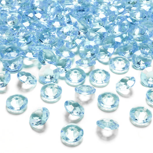 Pynte Diamanter Klar Lyseblå - 100 stk (1,2 cm) | Blåt tema Pyntesten - Temashop