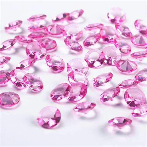 Pynte Diamanter Klar Lyserød - 100 stk (1,2 cm) | Pink tema Pyntesten - Temashop
