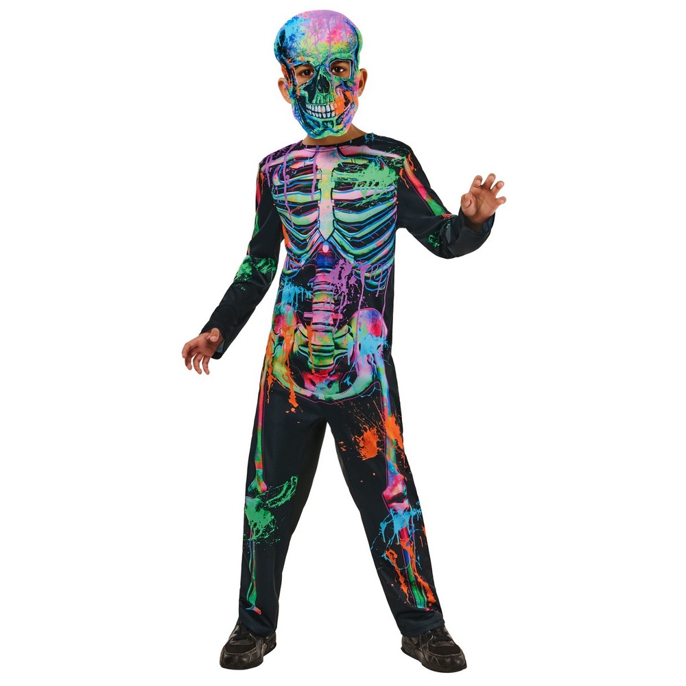 Graffiti Skelet Børnekostume - Halloween kostume til børn i størrelserne 104 | Skelet udklædning til børn - Temashop