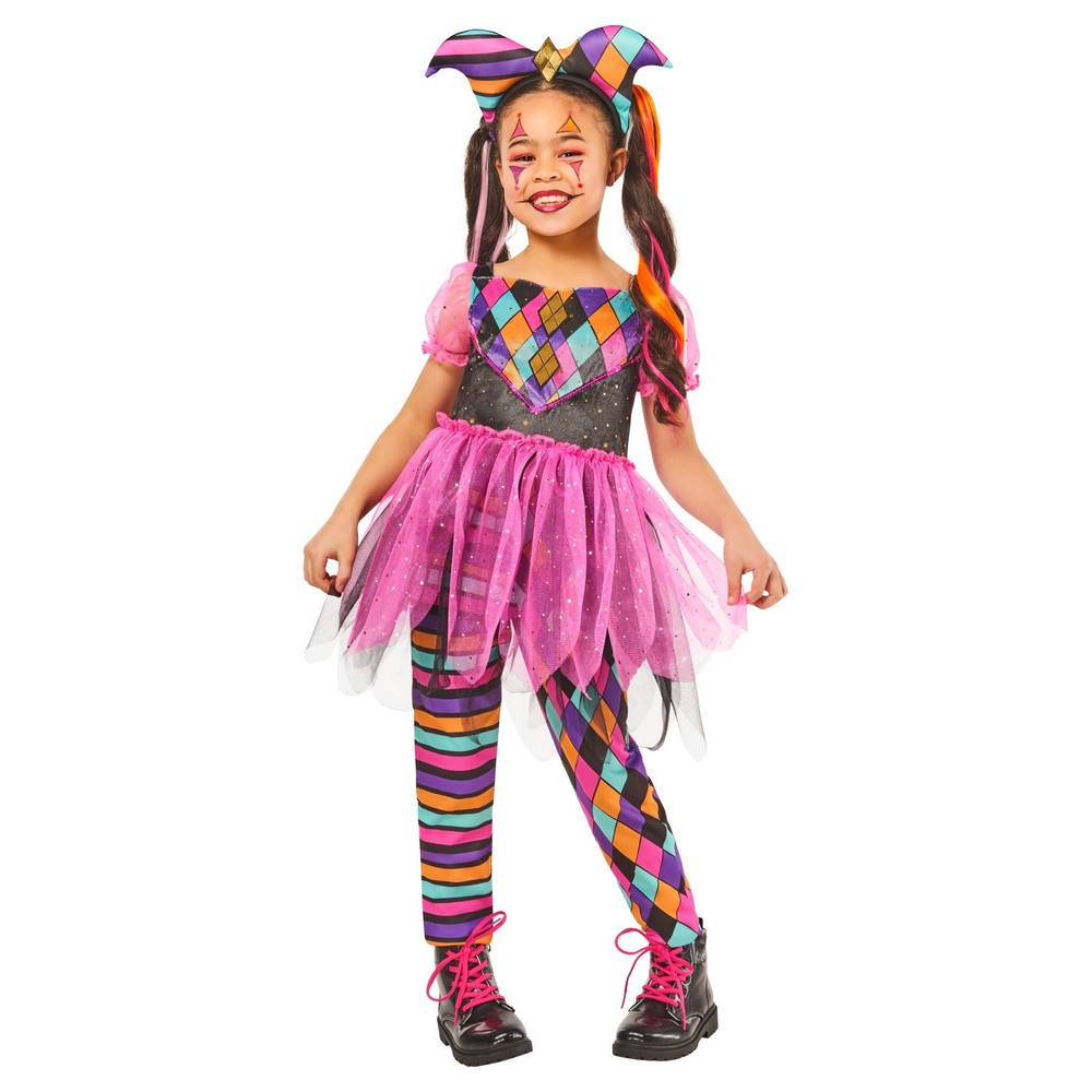 Harlequin Jester Børnekostume - Historisk kostume til børn i størrelserne 98-128 | Harlequin udklædning til børn - Temashop
