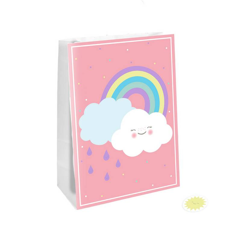 Rainbow And Cloud Slikposer - 4 stk (14,7 x 21 cm) | Regnbue Poser / Goodiebags - Temashop