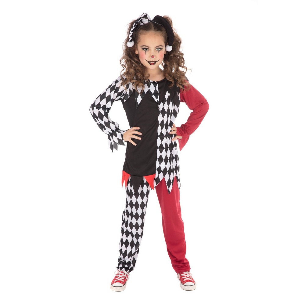 Harlekin Klovn Børnekostume - Halloween kostume til børn i størrelserne 116-164 | Horror Clown udklædning til børn - Temashop