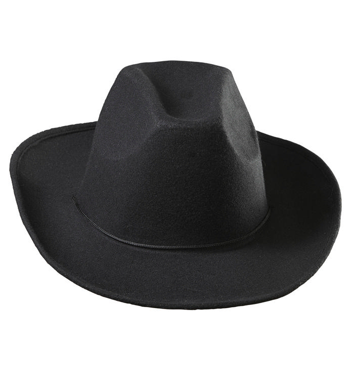 Realistisk Sort Cowboy Hat | Det vilde vesten Hat / Hue / Hjelm - Hovedtilbehør - Temashop