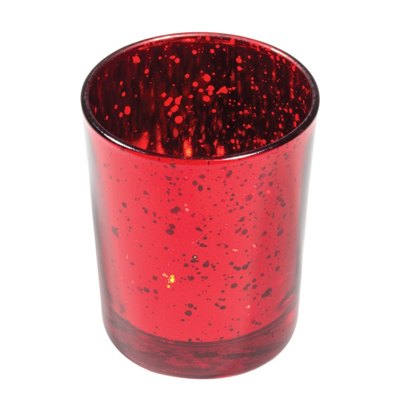Glas Fyrfadsstage Metallisk Rød